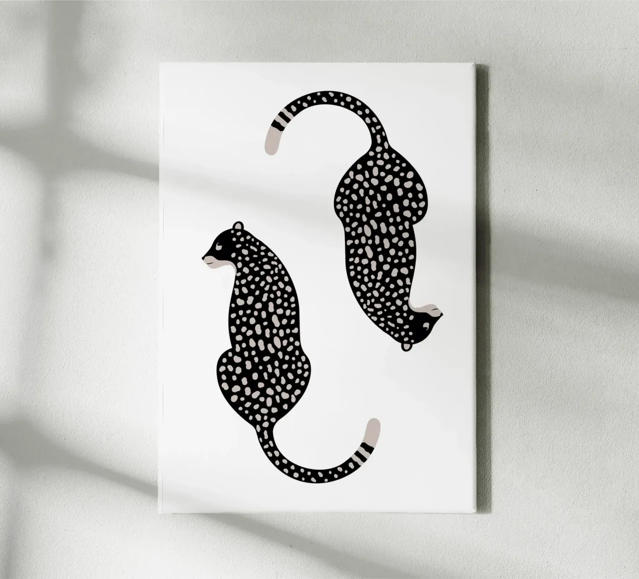 Leopardi maculati monocromatici - Arte animale minimalista tela da homdeco
