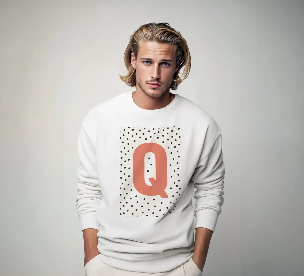 Initial Q on dot pattern - Scandinavian style sweatshirt by KidzStudio