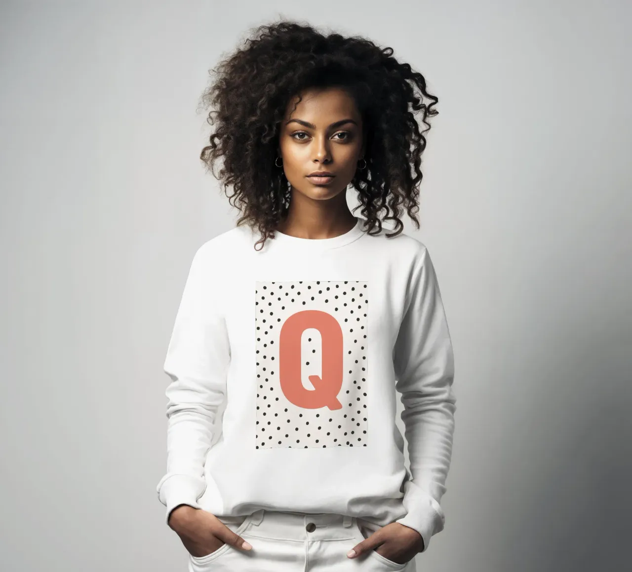 Initial Q on dot pattern - Scandinavian style sweatshirt by KidzStudio