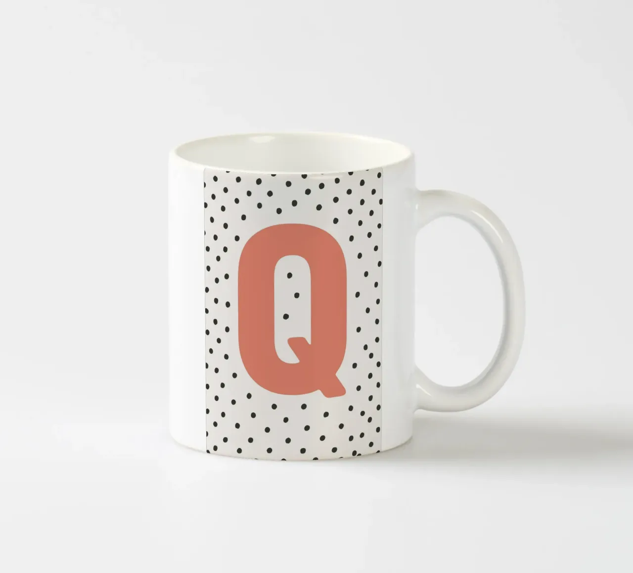 Initial Q on dot pattern - Scandinavian style ceramic mug by KidzStudio