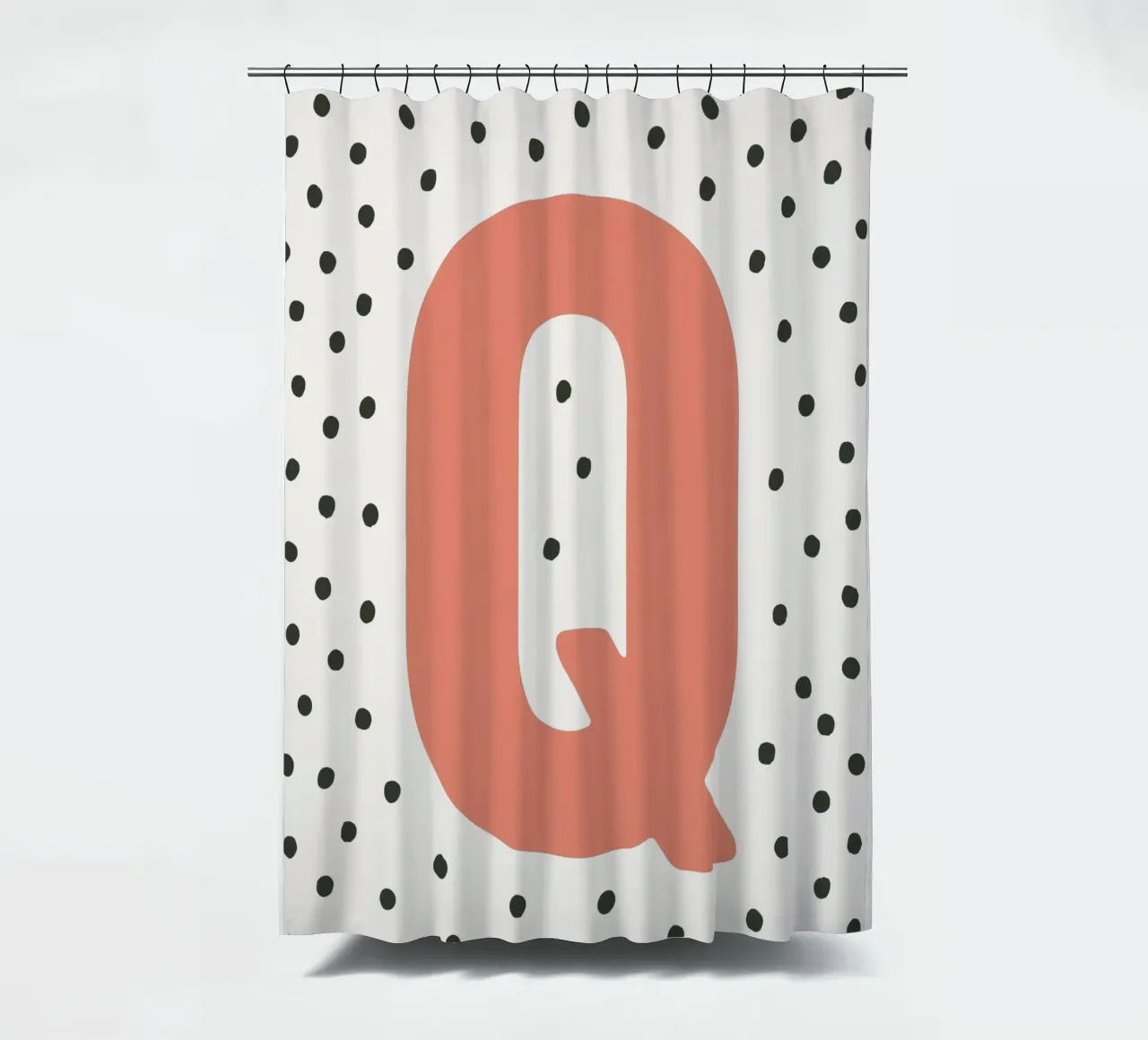 Initial Q on dot pattern - Scandinavian style shower curtain by KidzStudio