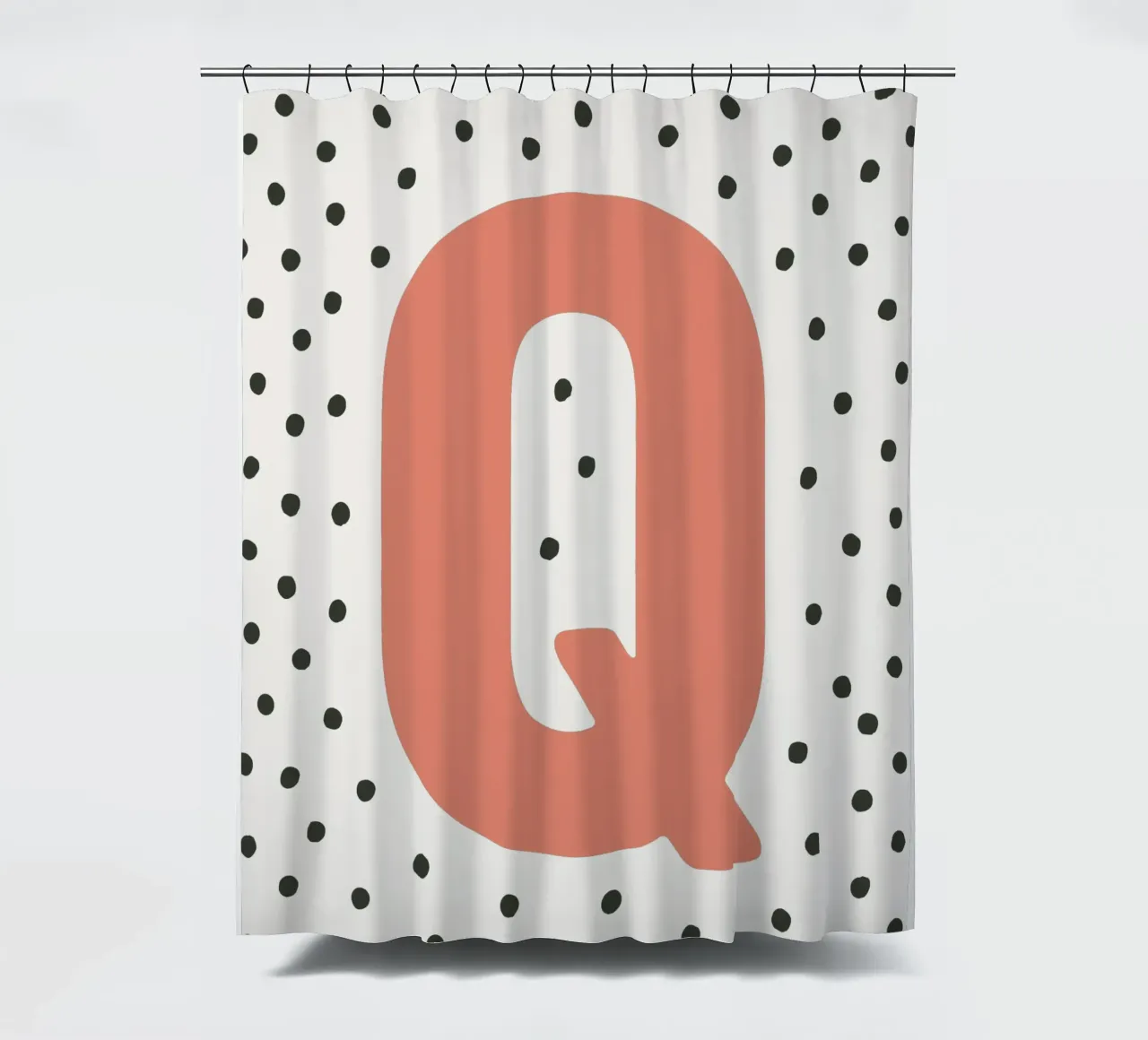 Initial Q on dot pattern - Scandinavian style shower curtain by KidzStudio