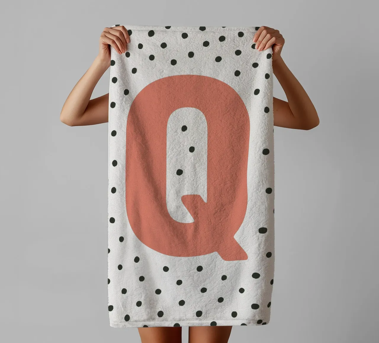 Initial Q on dot pattern - Scandinavian style towel by KidzStudio