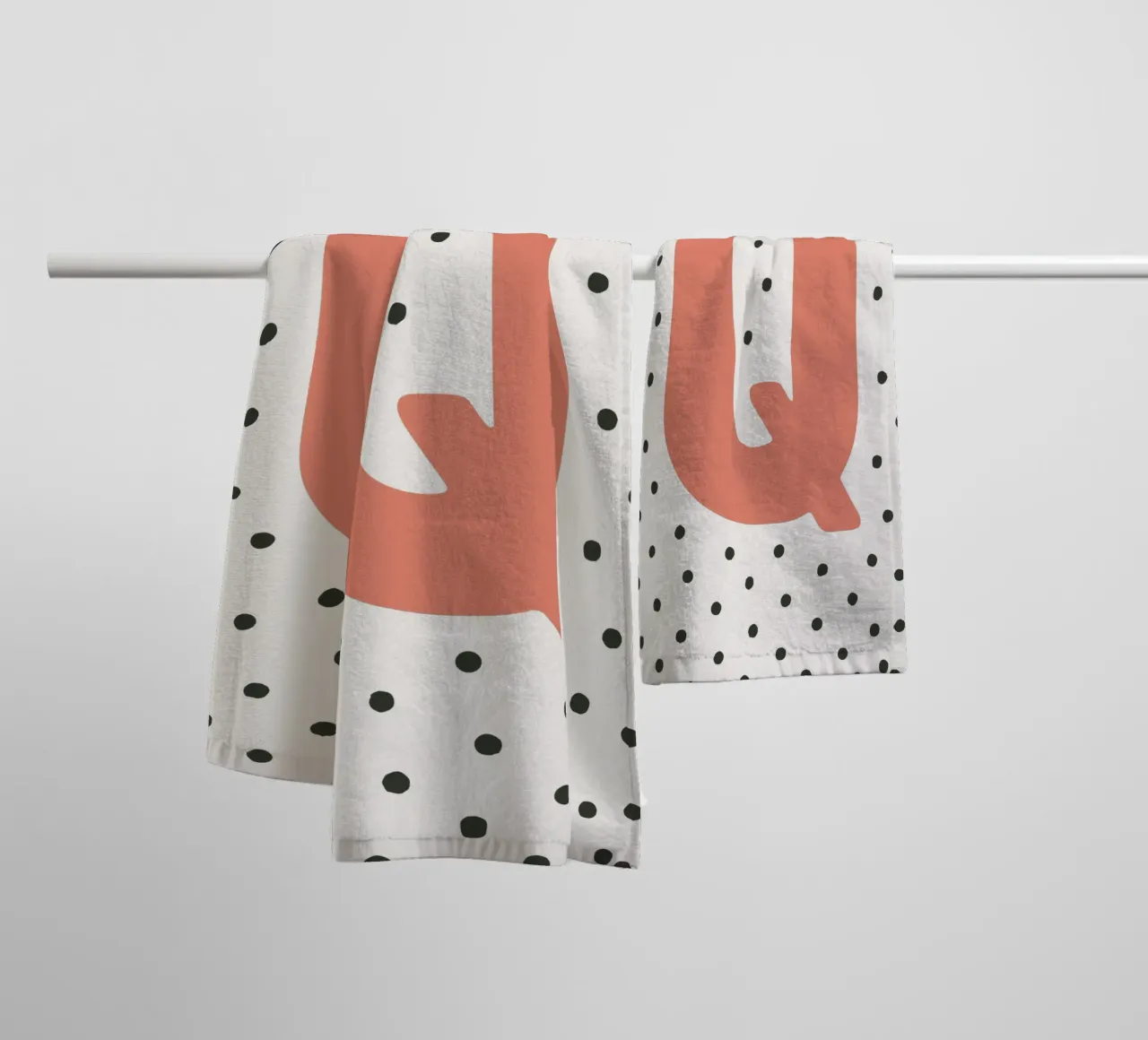 Initial Q on dot pattern - Scandinavian style towel by KidzStudio