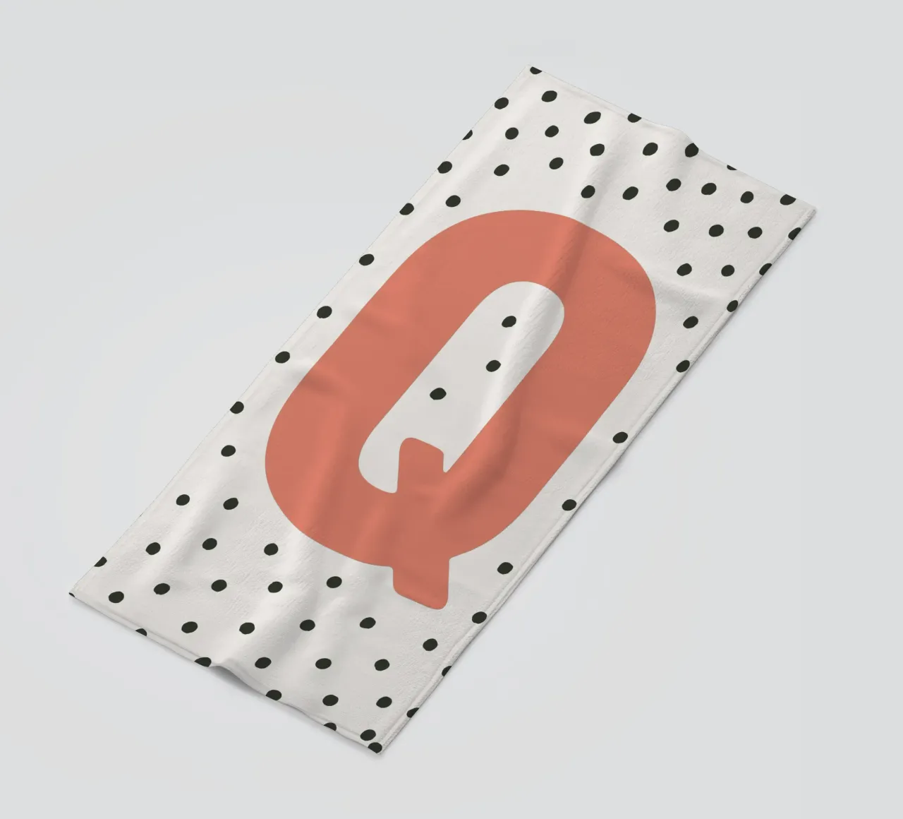 Initial Q on dot pattern - Scandinavian style beach towel by KidzStudio