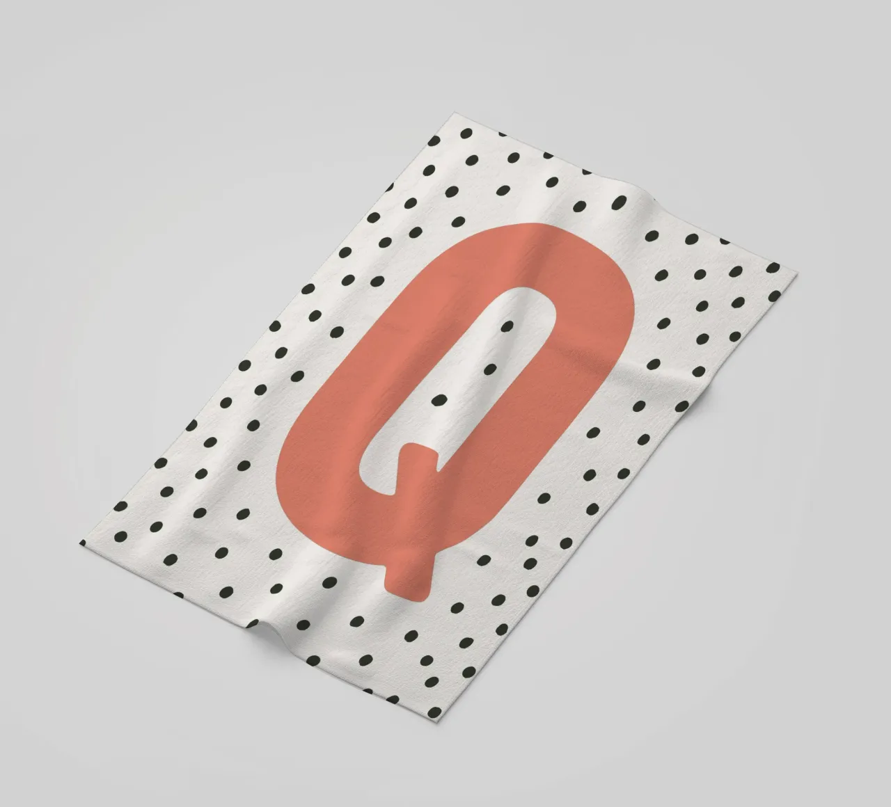 Initial Q on dot pattern - Scandinavian style beach towel by KidzStudio