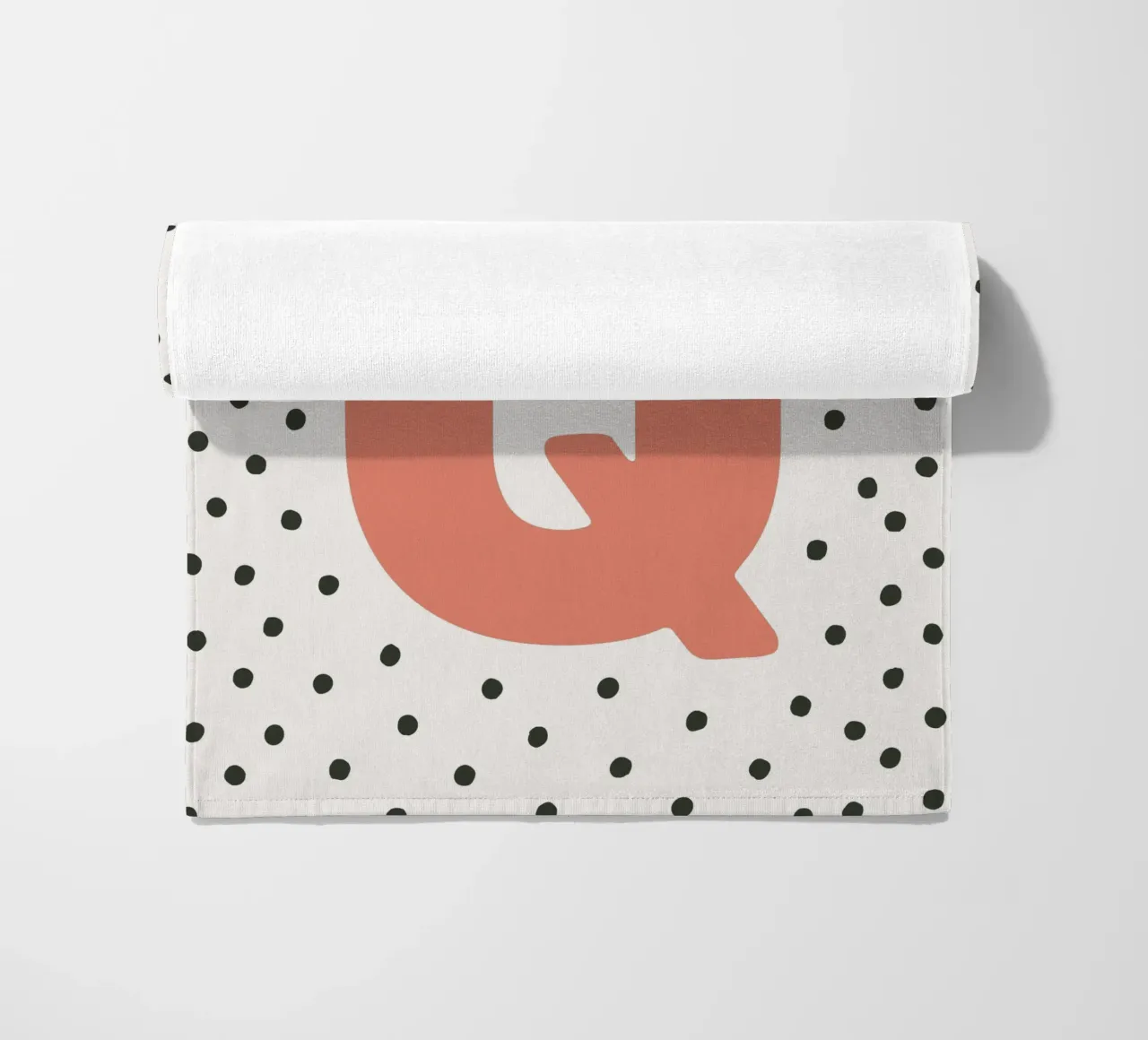 Initial Q on dot pattern - Scandinavian style beach towel by KidzStudio