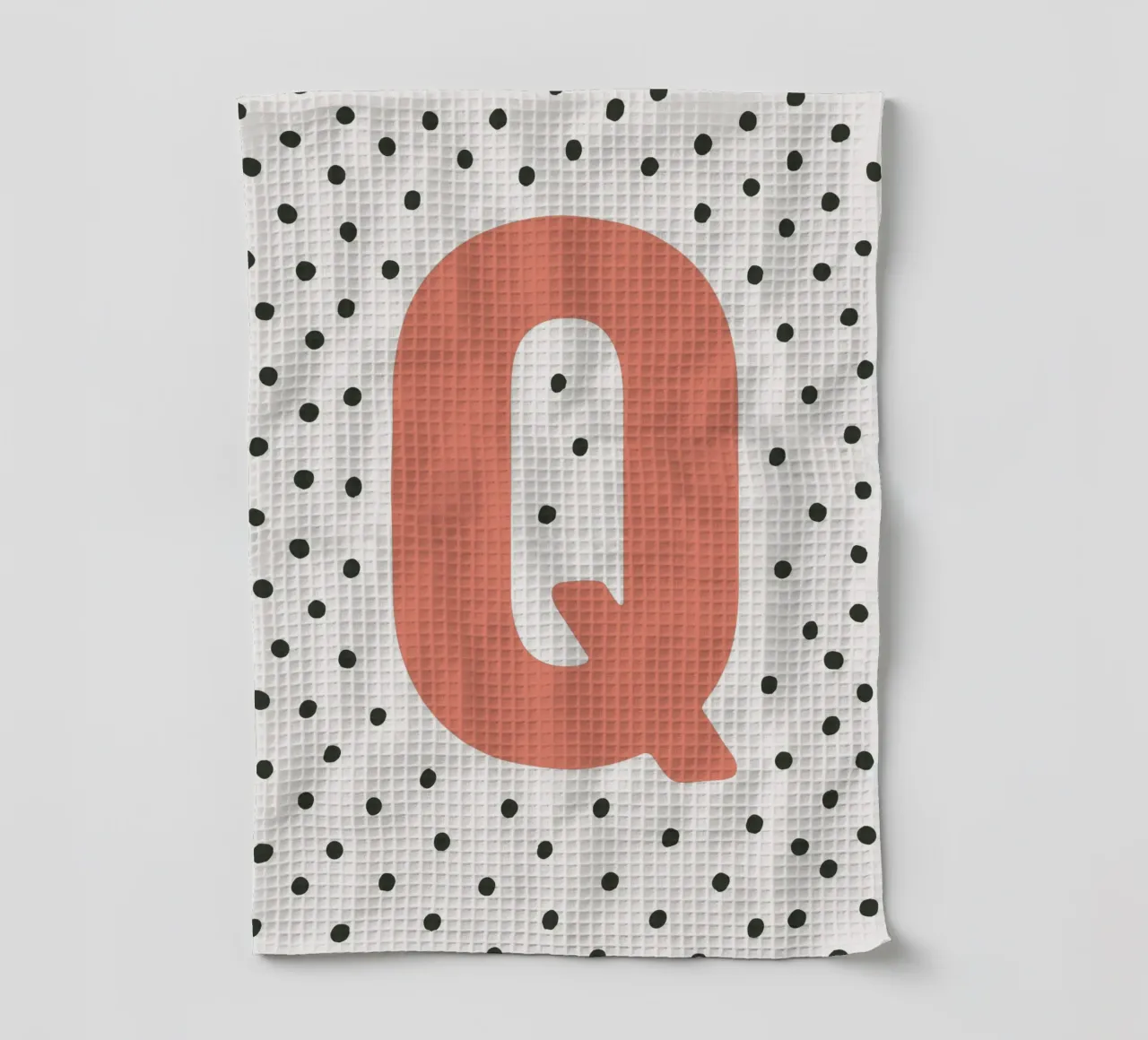 Initial Q on dot pattern - Scandinavian style tea towel by KidzStudio