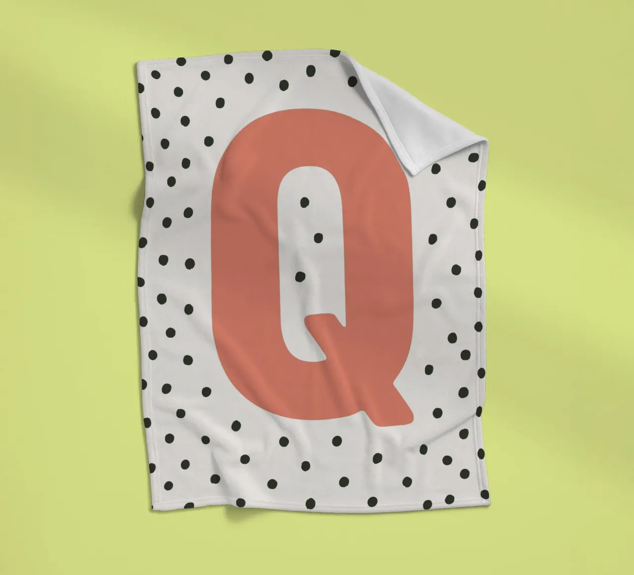 Initial Q on dot pattern - Scandinavian style fleece blanket by KidzStudio