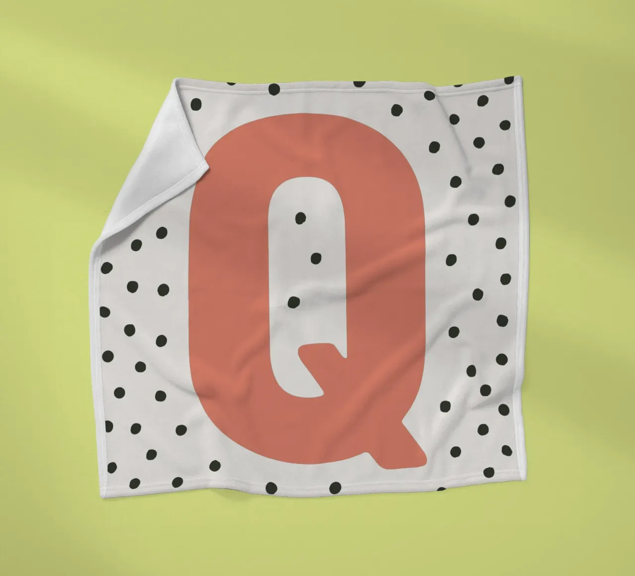Initial Q on dot pattern - Scandinavian style fleece blanket by KidzStudio