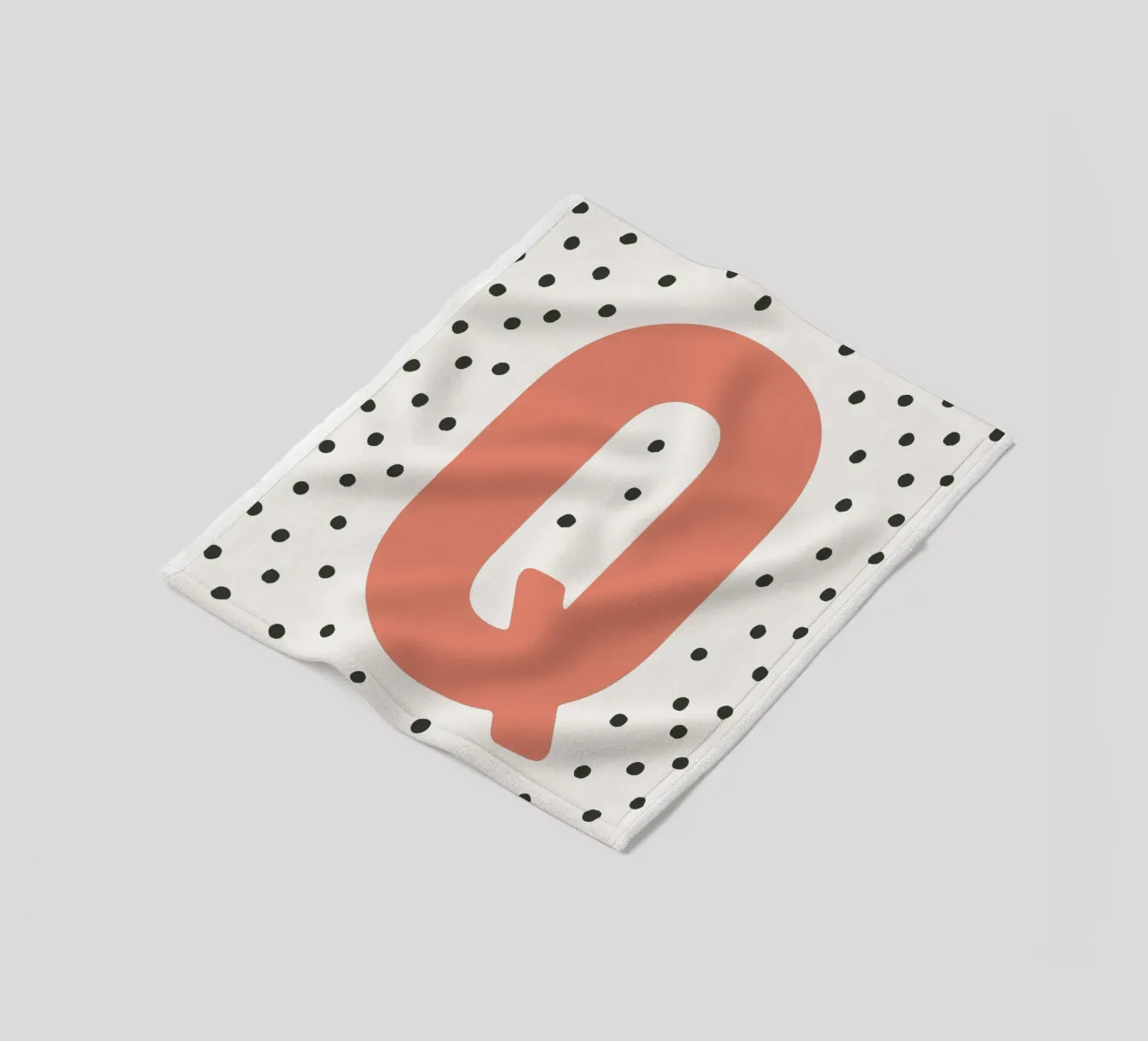Initial Q on dot pattern - Scandinavian style fleece blanket by KidzStudio