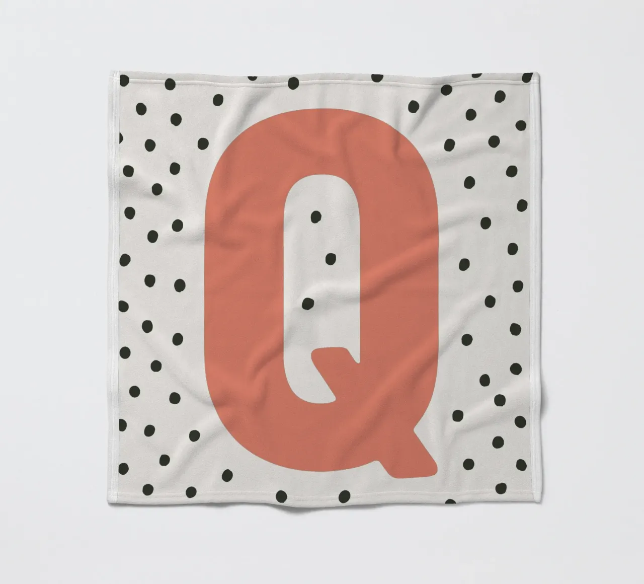 Initial Q on dot pattern - Scandinavian style fleece blanket by KidzStudio