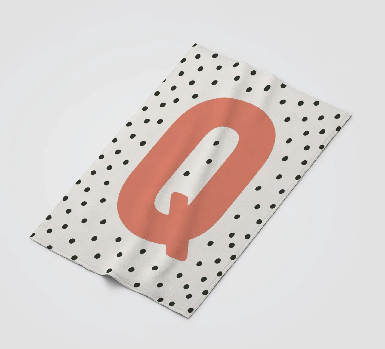 Initial Q on dot pattern - Scandinavian style fleece blanket by KidzStudio