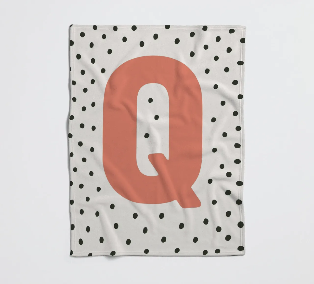 Initial Q on dot pattern - Scandinavian style fleece blanket by KidzStudio