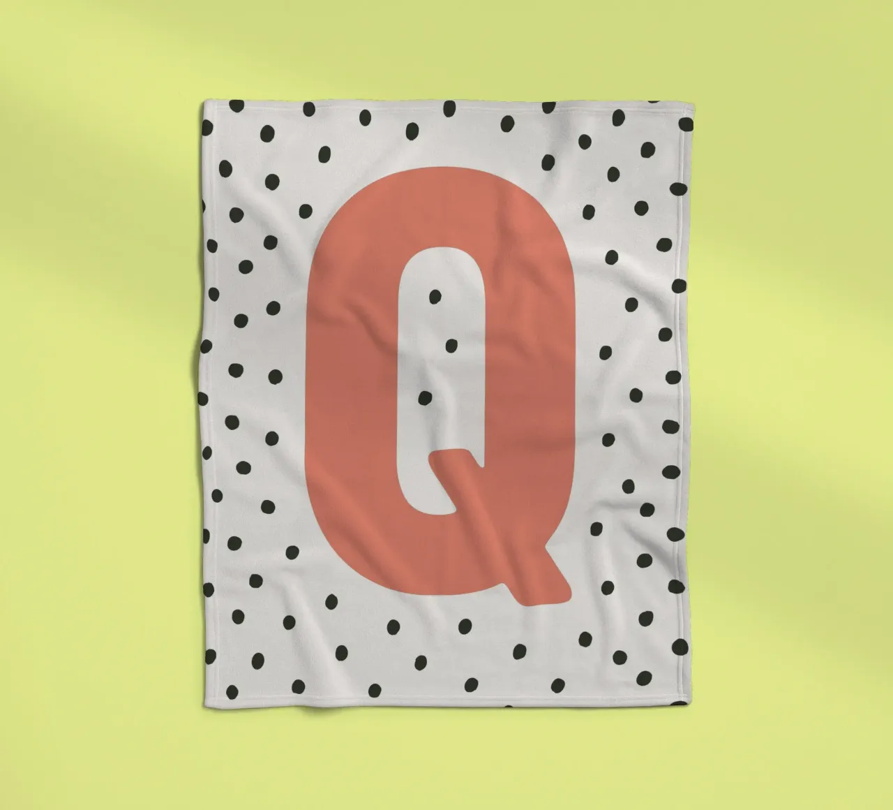 Initial Q on dot pattern - Scandinavian style fleece blanket by KidzStudio