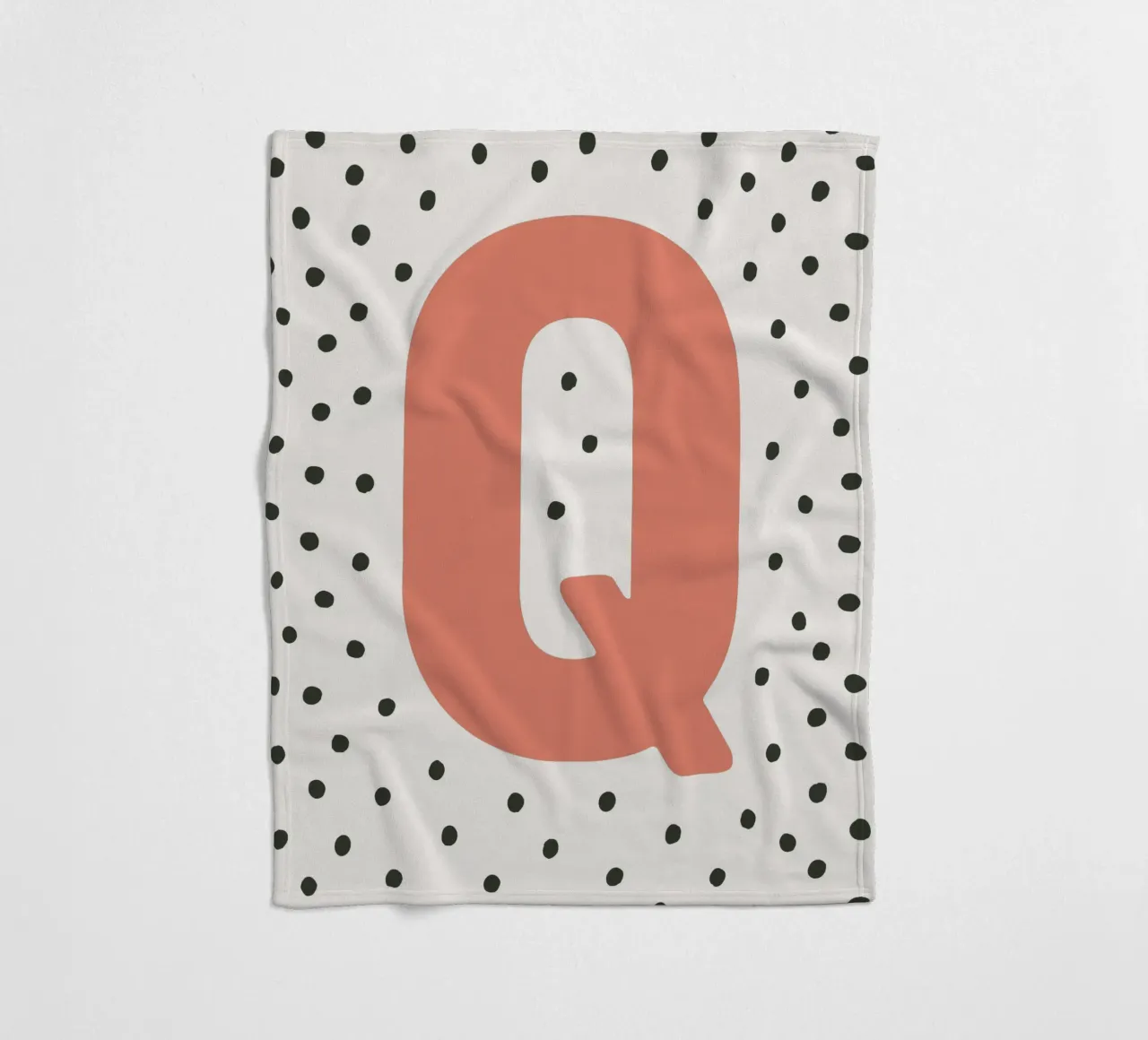 Initial Q on dot pattern - Scandinavian style fleece blanket by KidzStudio