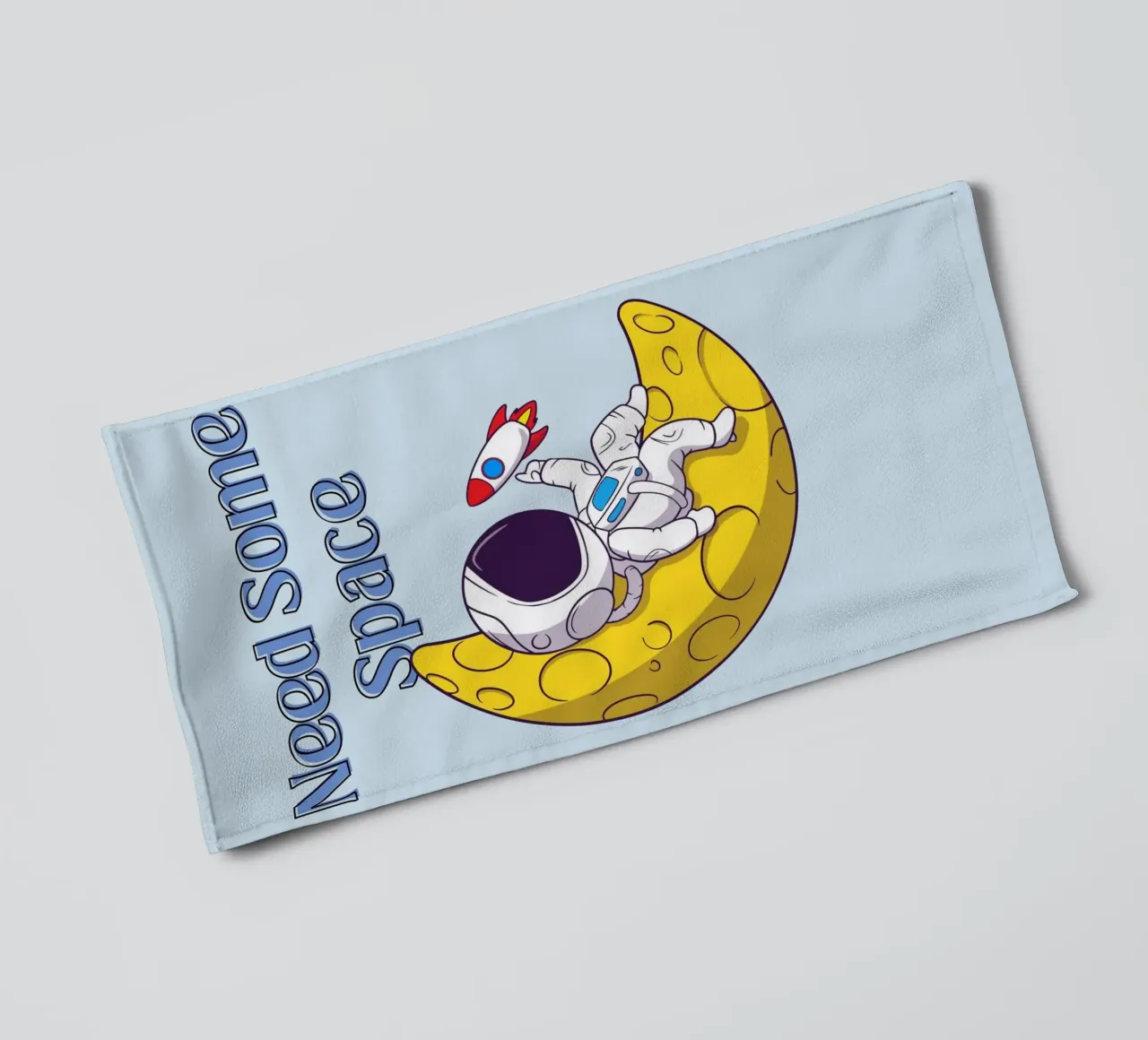 "Need Some Space" Astronaut on Moon - Fun Sci-Fi Art towel by homdeco