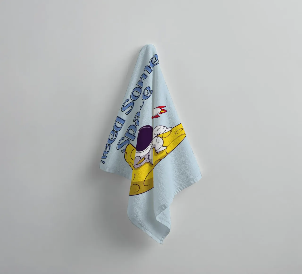 "Need Some Space" Astronaut on Moon - Fun Sci-Fi Art towel by homdeco