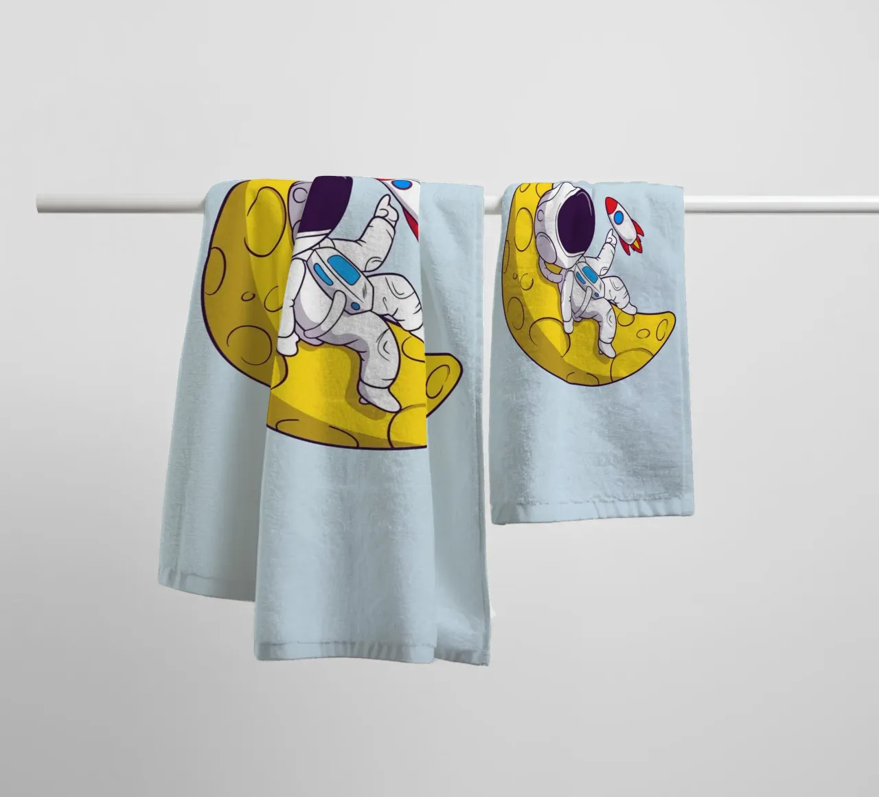 "Need Some Space" Astronaut on Moon - Fun Sci-Fi Art towel by homdeco