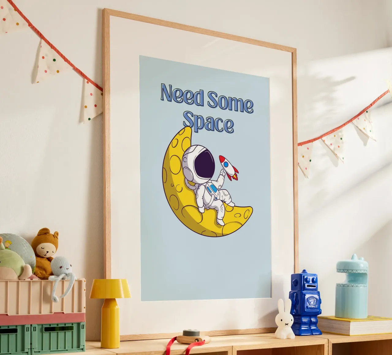 Astronaute "Need Some Space" sur la Lune - Fun Sci-Fi Art poster de homdeco
