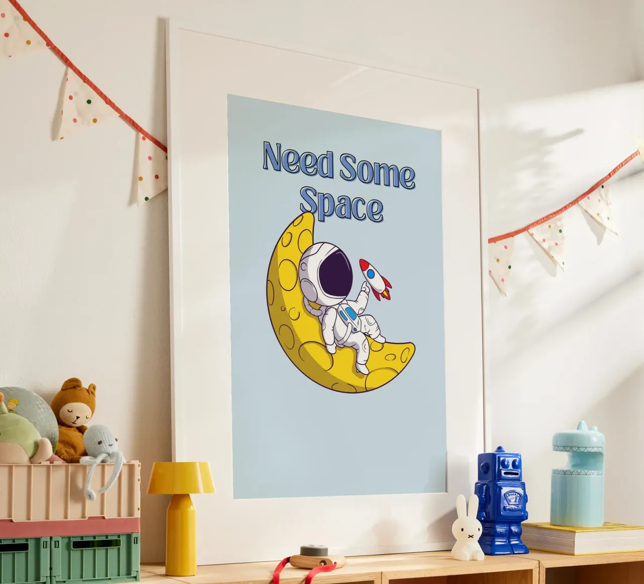 Astronaute "Need Some Space" sur la Lune - Fun Sci-Fi Art poster de homdeco