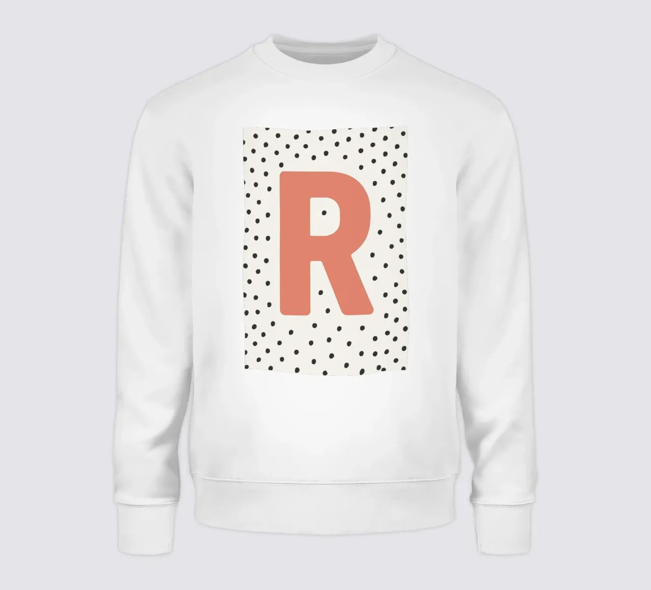 Initial R on dot pattern - Scandinavian style sweatshirt by KidzStudio