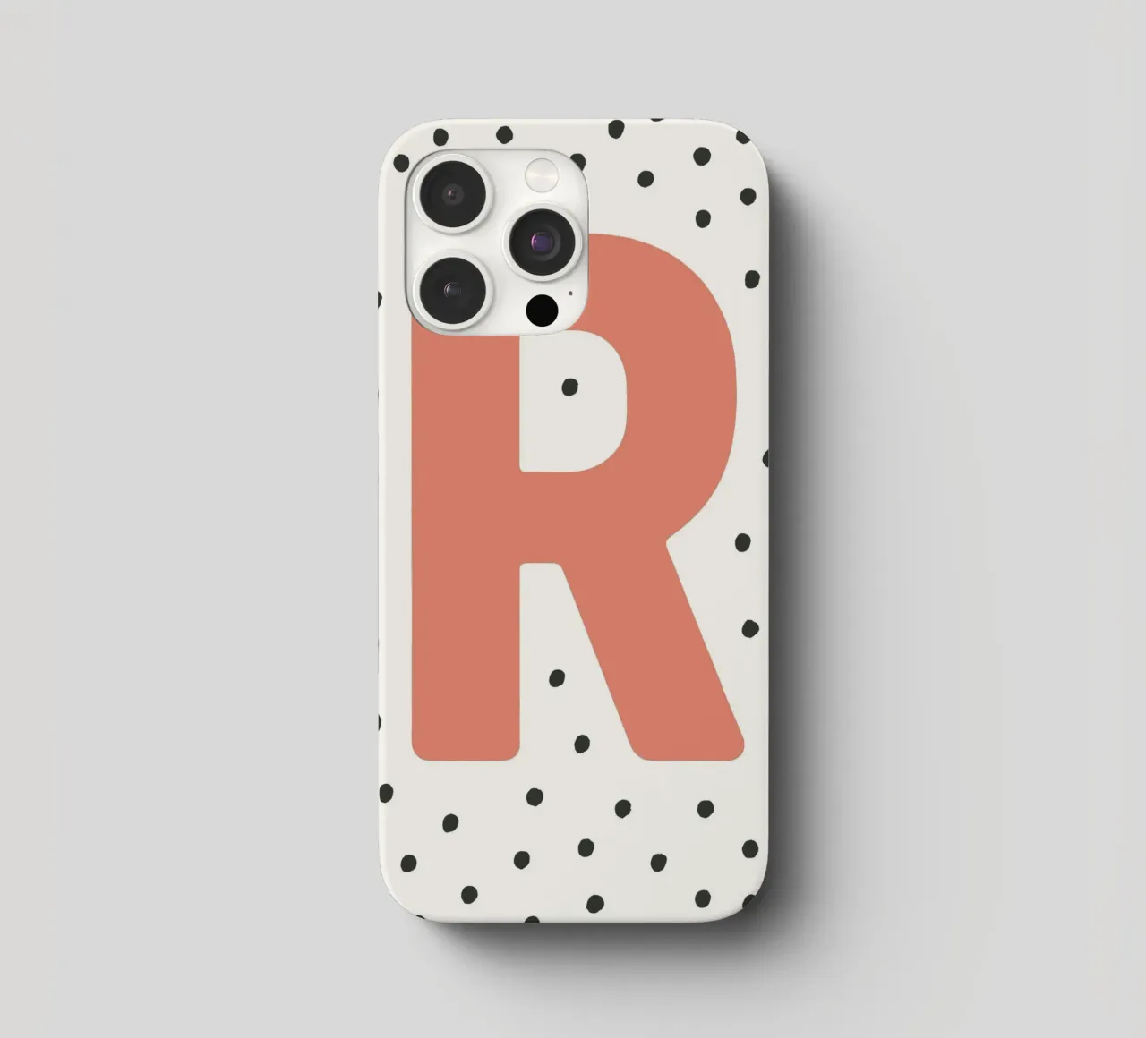 Initial R on dot pattern - Scandinavian style iphone case by KidzStudio