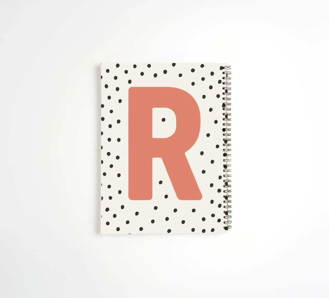 Initial R on dot pattern - Scandinavian style spiral notebook by KidzStudio