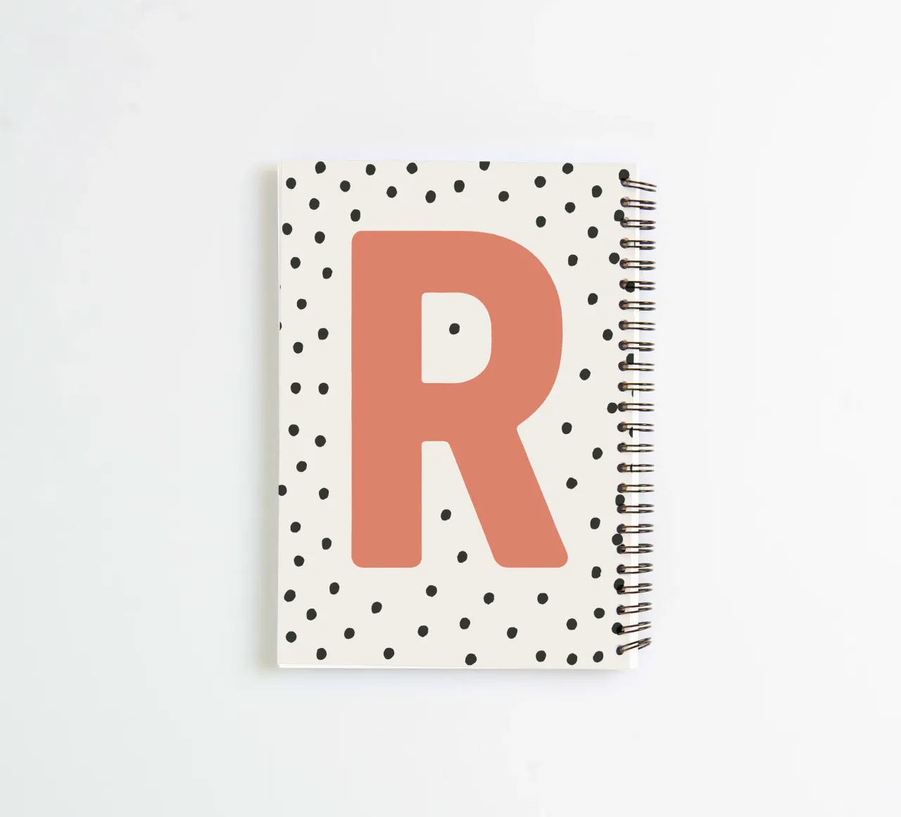 Initial R on dot pattern - Scandinavian style spiral notebook by KidzStudio