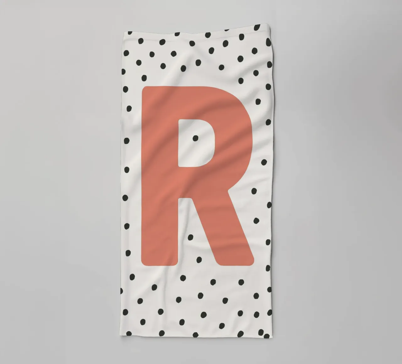 Initial R on dot pattern - Scandinavian style towel by KidzStudio