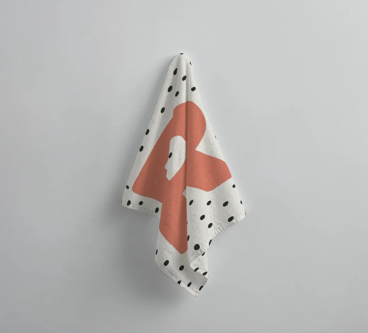 Initial R on dot pattern - Scandinavian style towel by KidzStudio