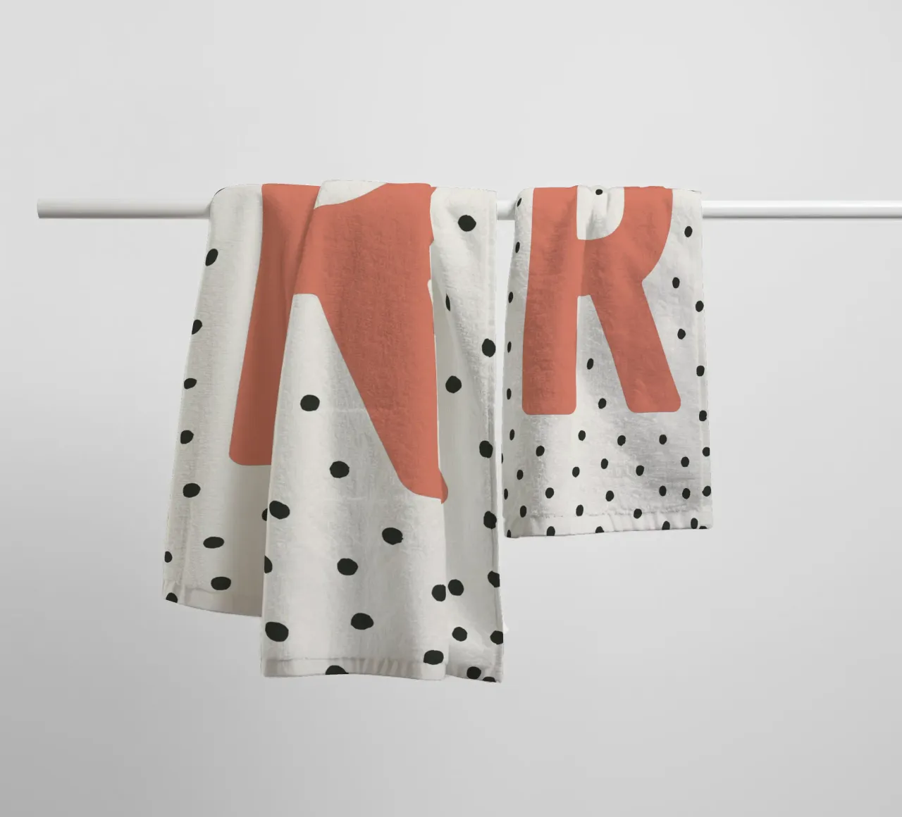Initial R on dot pattern - Scandinavian style towel by KidzStudio