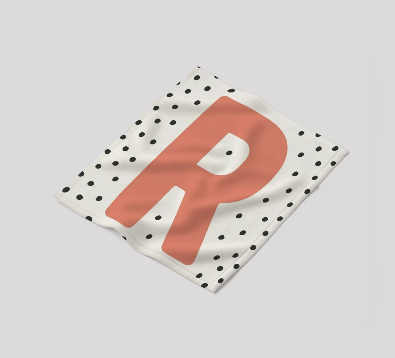 Initial R on dot pattern - Scandinavian style fleece blanket by KidzStudio