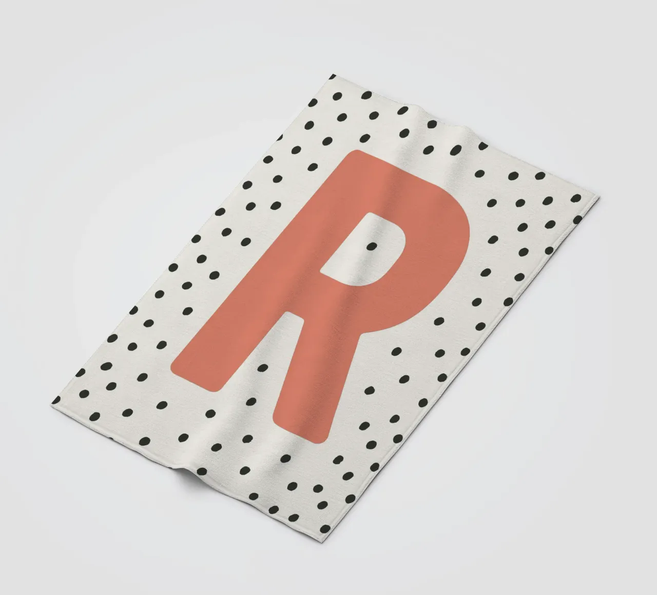 Initial R on dot pattern - Scandinavian style fleece blanket by KidzStudio