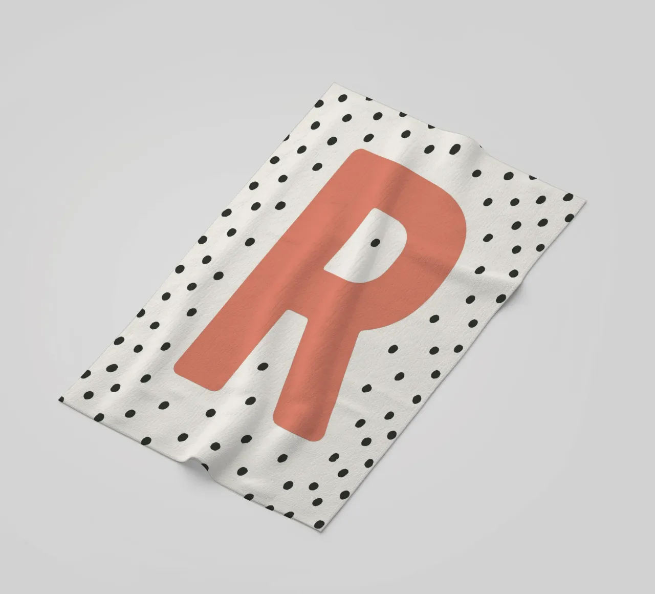 Initial R on dot pattern - Scandinavian style beach towel by KidzStudio