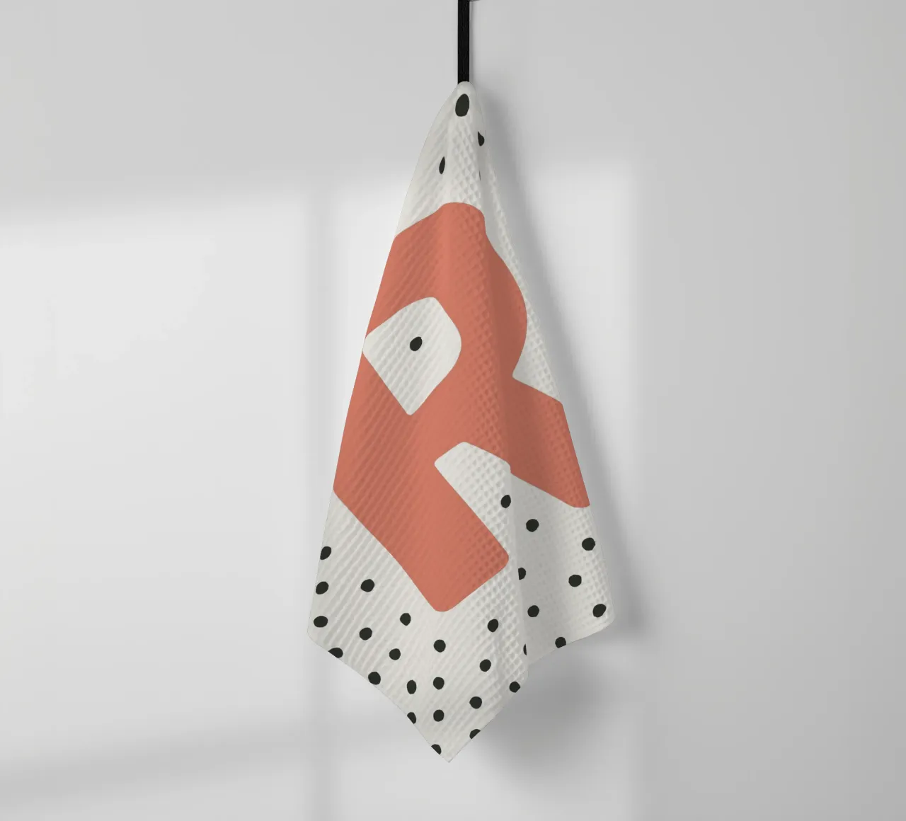 Initial R on dot pattern - Scandinavian style tea towel by KidzStudio