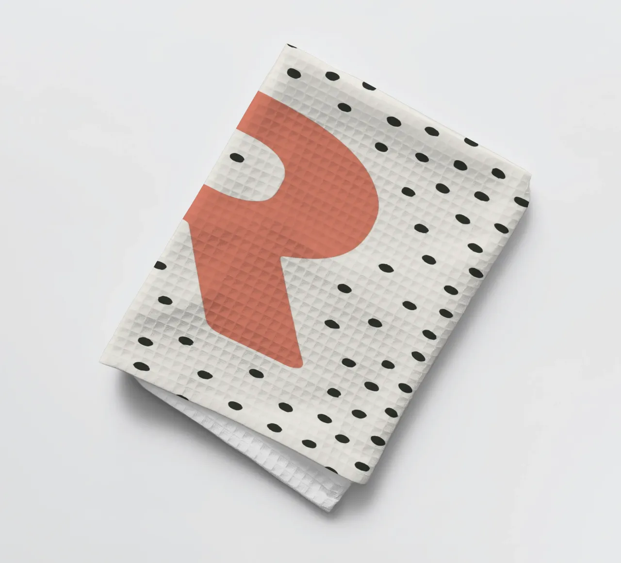 Initial R on dot pattern - Scandinavian style tea towel by KidzStudio