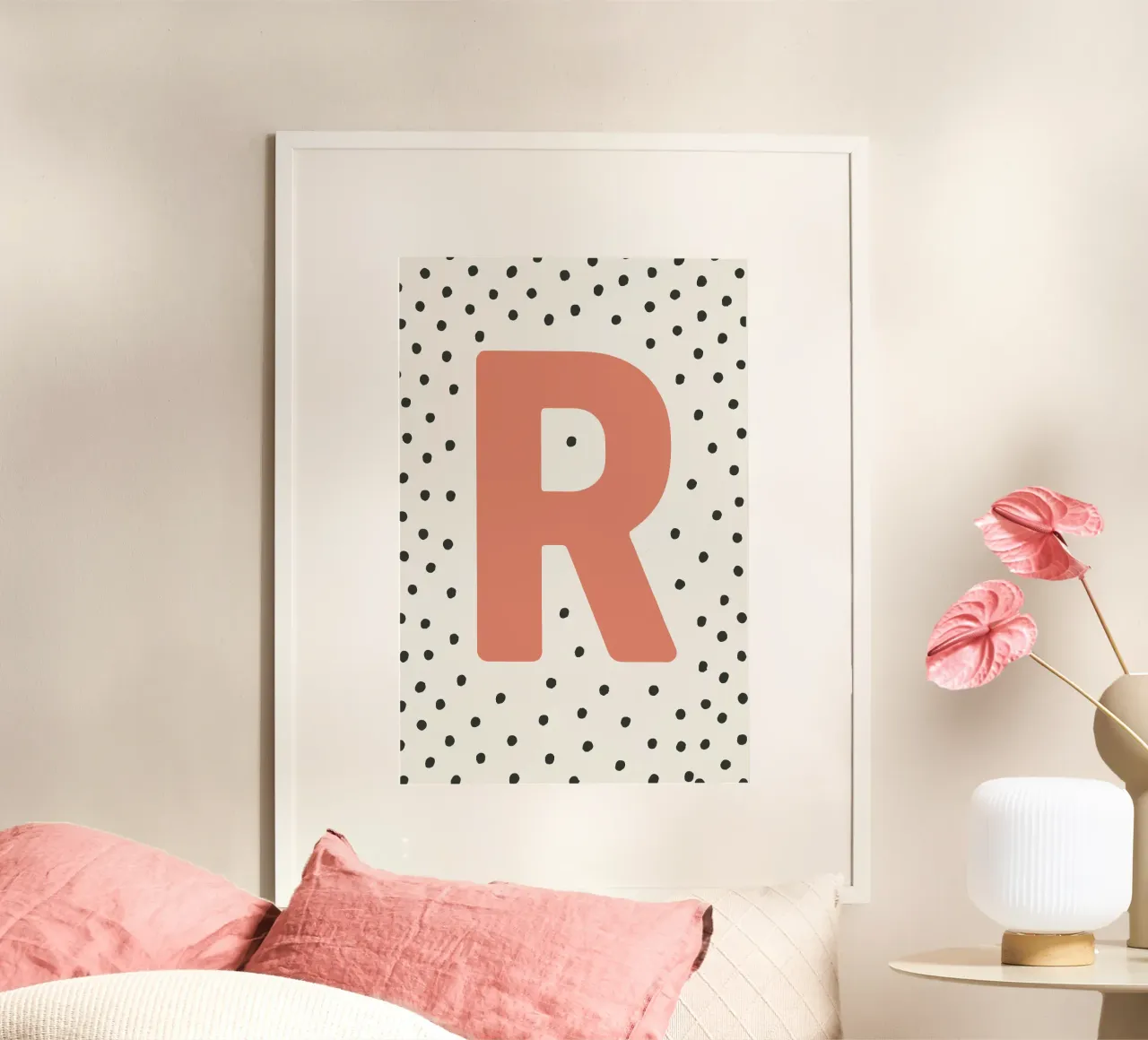 Initial R on dot pattern - Scandinavian style hahnemühle by KidzStudio