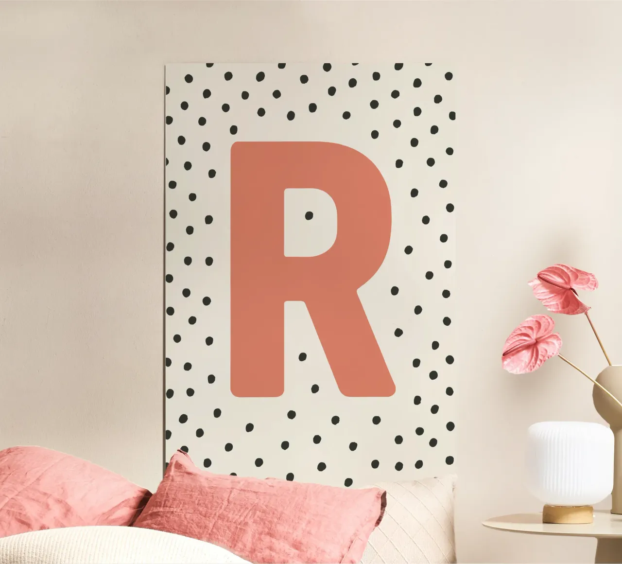 Initial R on dot pattern - Scandinavian style hahnemühle by KidzStudio
