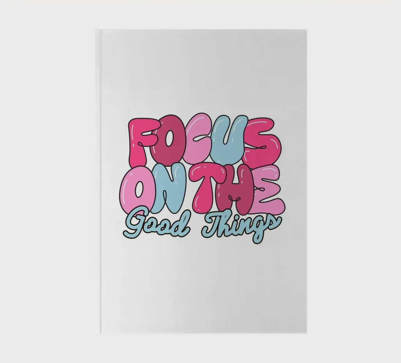 "Focus On The Good Things" Retro Pop Art Print notebook by homdeco