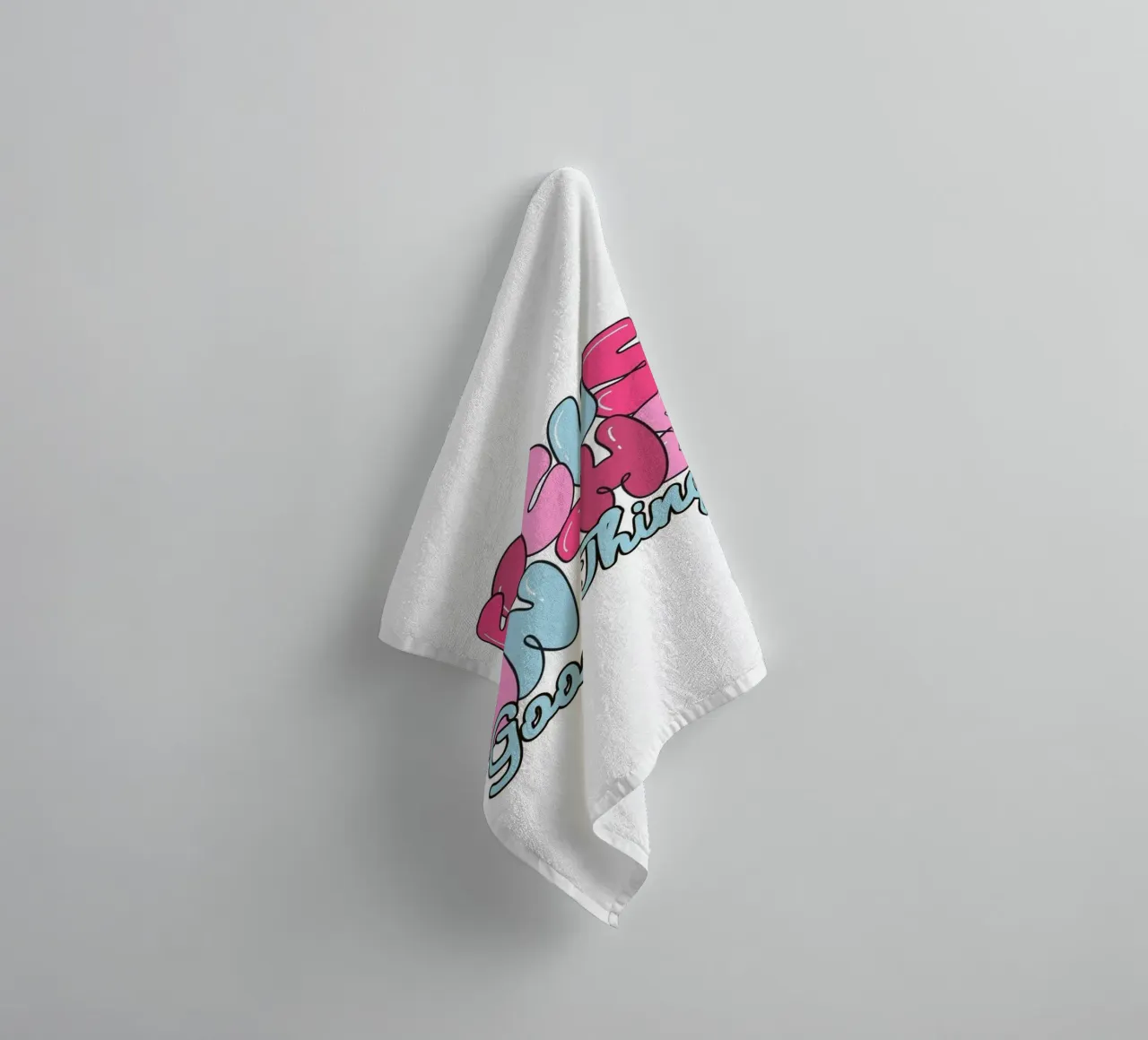 "Focus On The Good Things" (Concentrez-vous sur les bonnes choses) Imprimé rétro pop art serviette de bain de homdeco