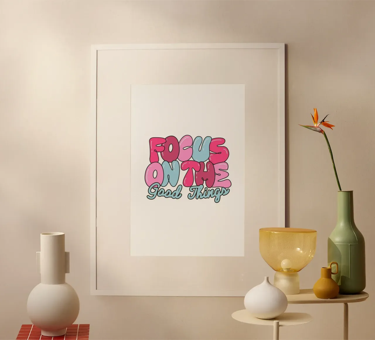 "Impresión Pop Art Retro "Focus On The Good Things poster de homdeco
