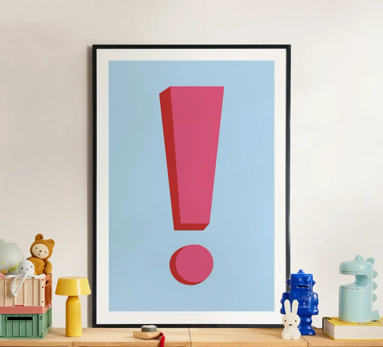 Fettes rosa Ausrufezeichen - Pop Art Statement Poster von homdeco