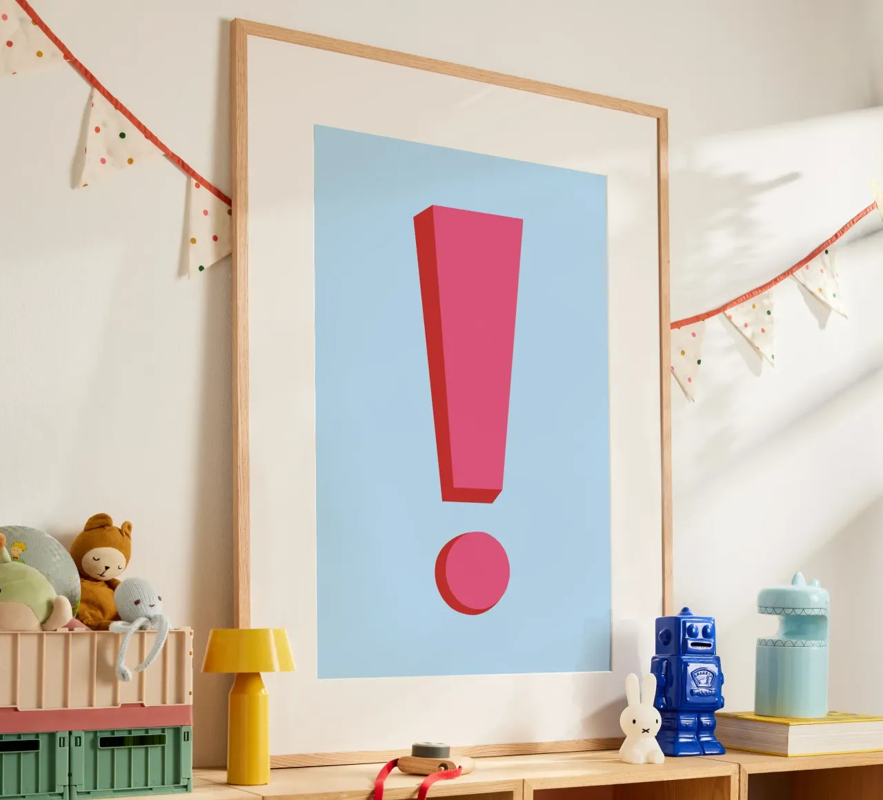 Fettes rosa Ausrufezeichen - Pop Art Statement Poster von homdeco