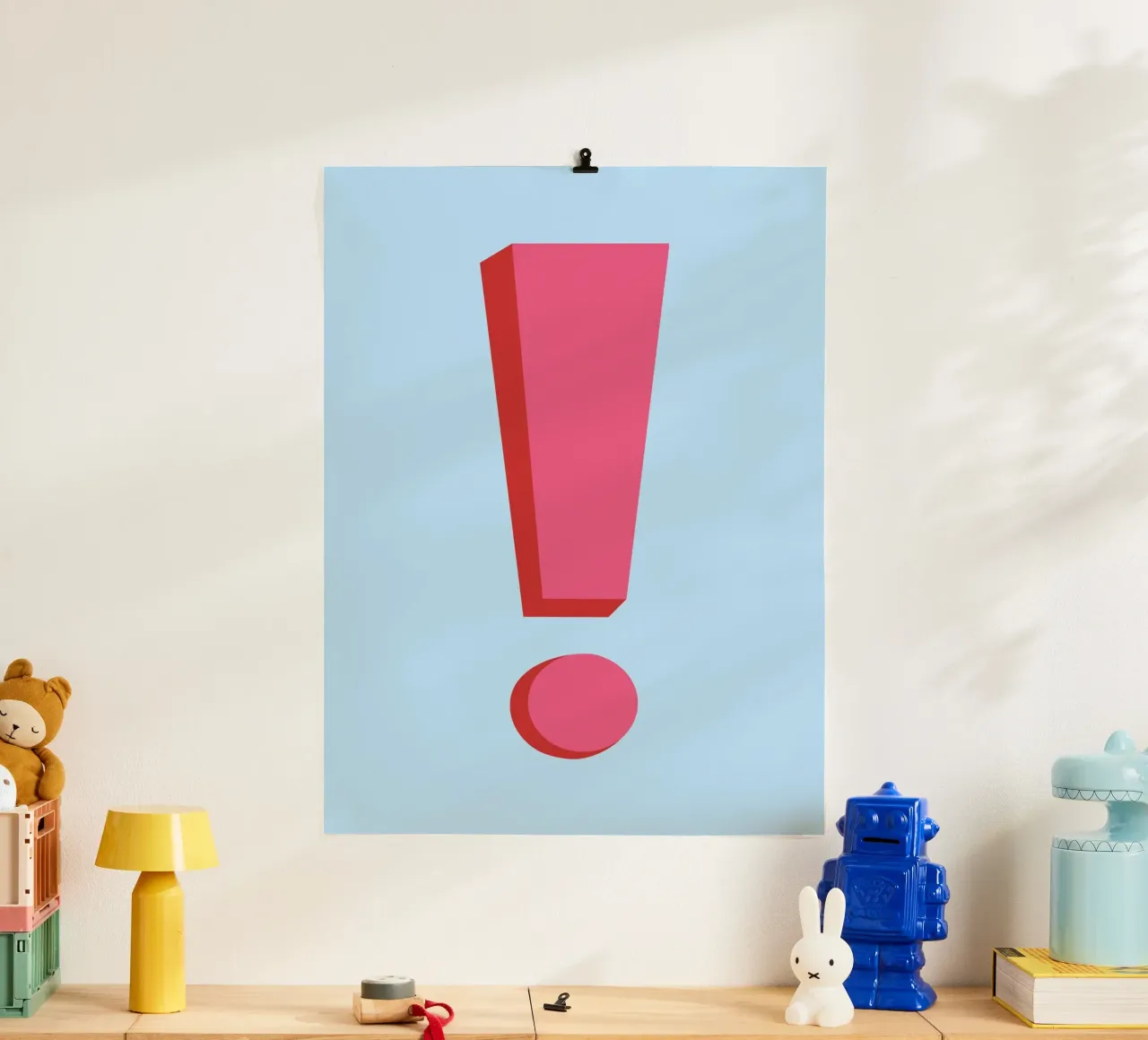 Fettes rosa Ausrufezeichen - Pop Art Statement Poster von homdeco
