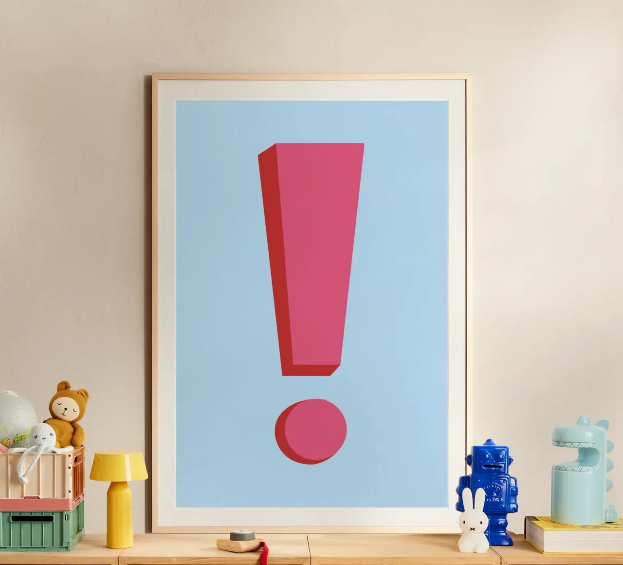 Fettes rosa Ausrufezeichen - Pop Art Statement Poster von homdeco