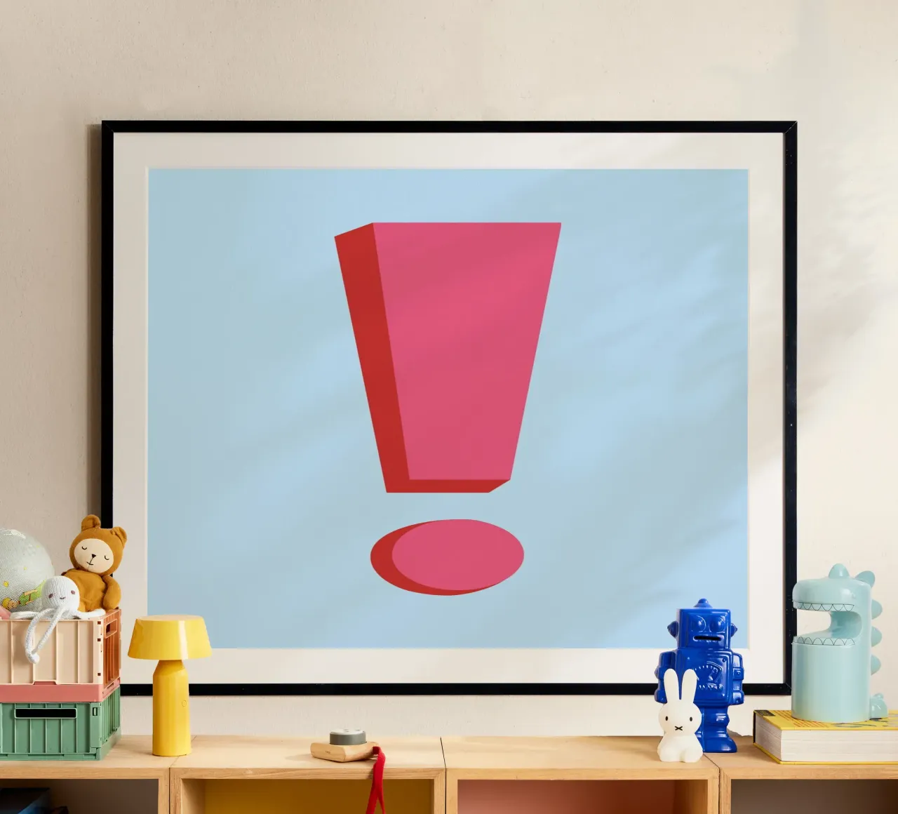Fettes rosa Ausrufezeichen - Pop Art Statement Poster von homdeco