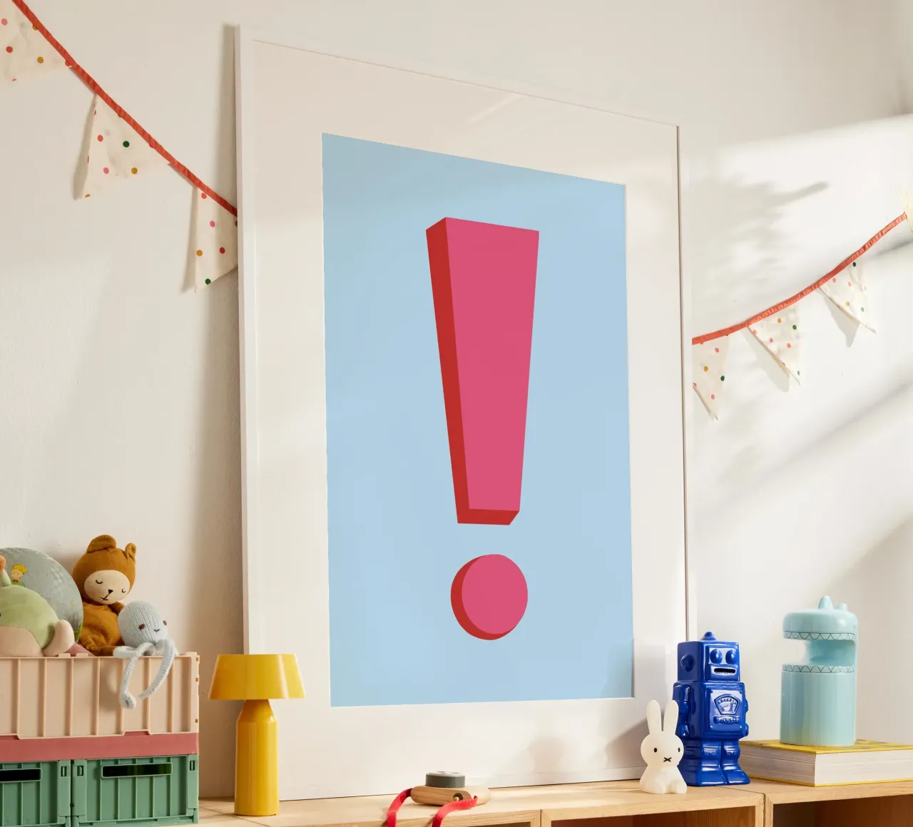 Fettes rosa Ausrufezeichen - Pop Art Statement Poster von homdeco