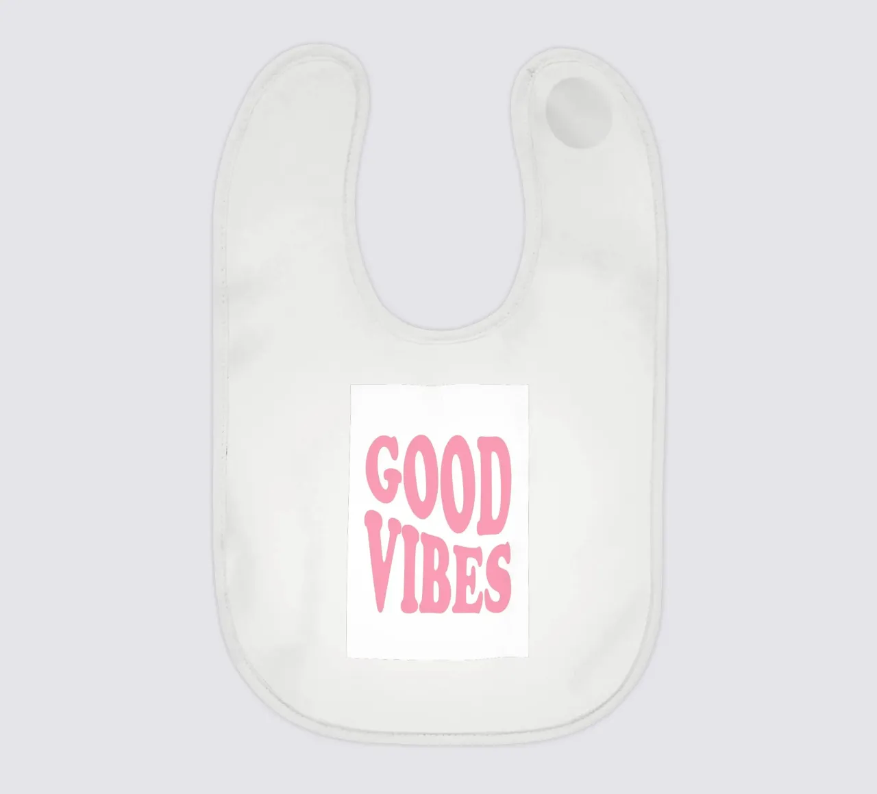 GOOD VIBES - Pink Retro Bubble Font Art Print bavaglino da homdeco