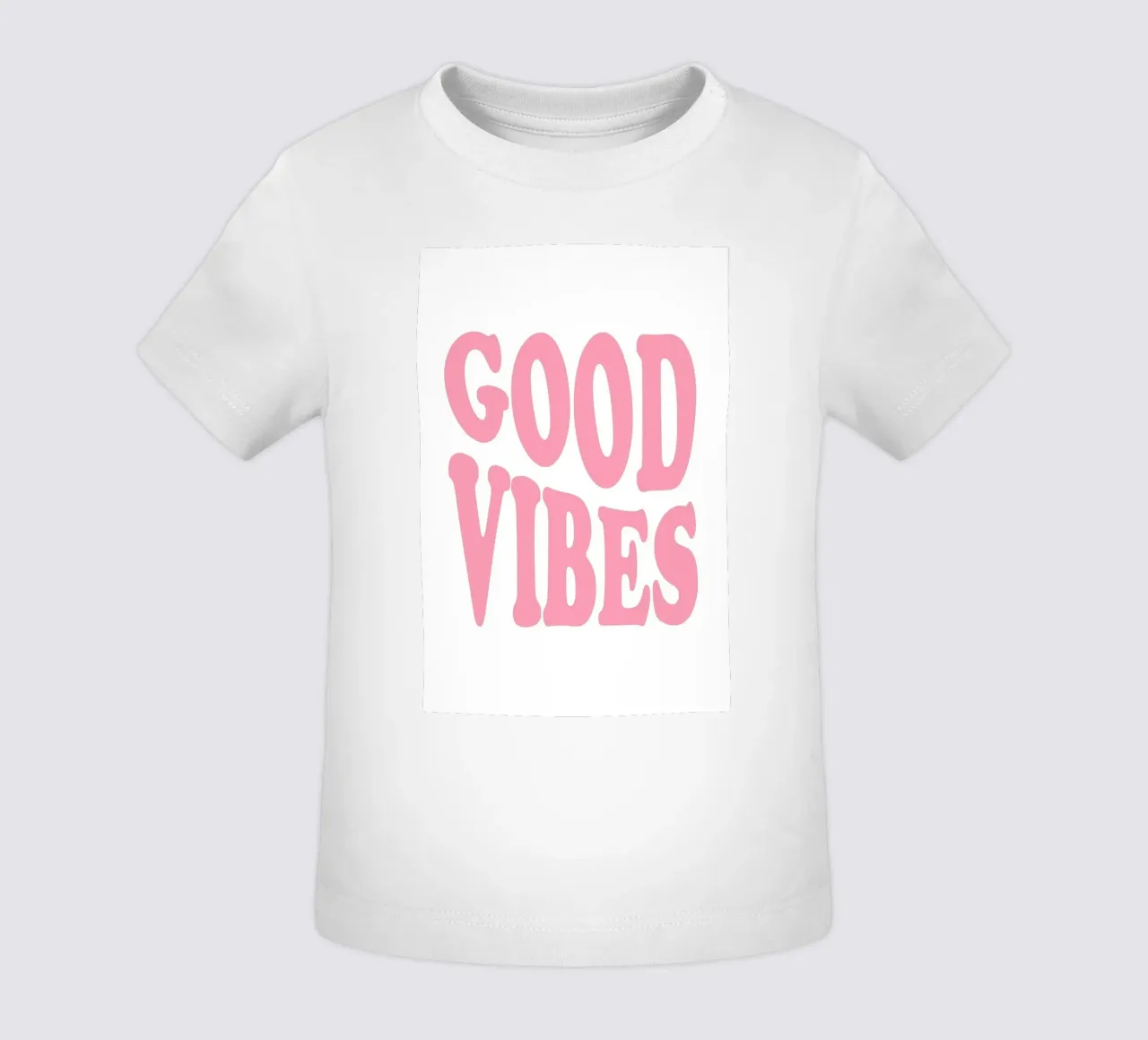 GOOD VIBES - Pink Retro Bubble Font Art Print maglietta neonato da homdeco